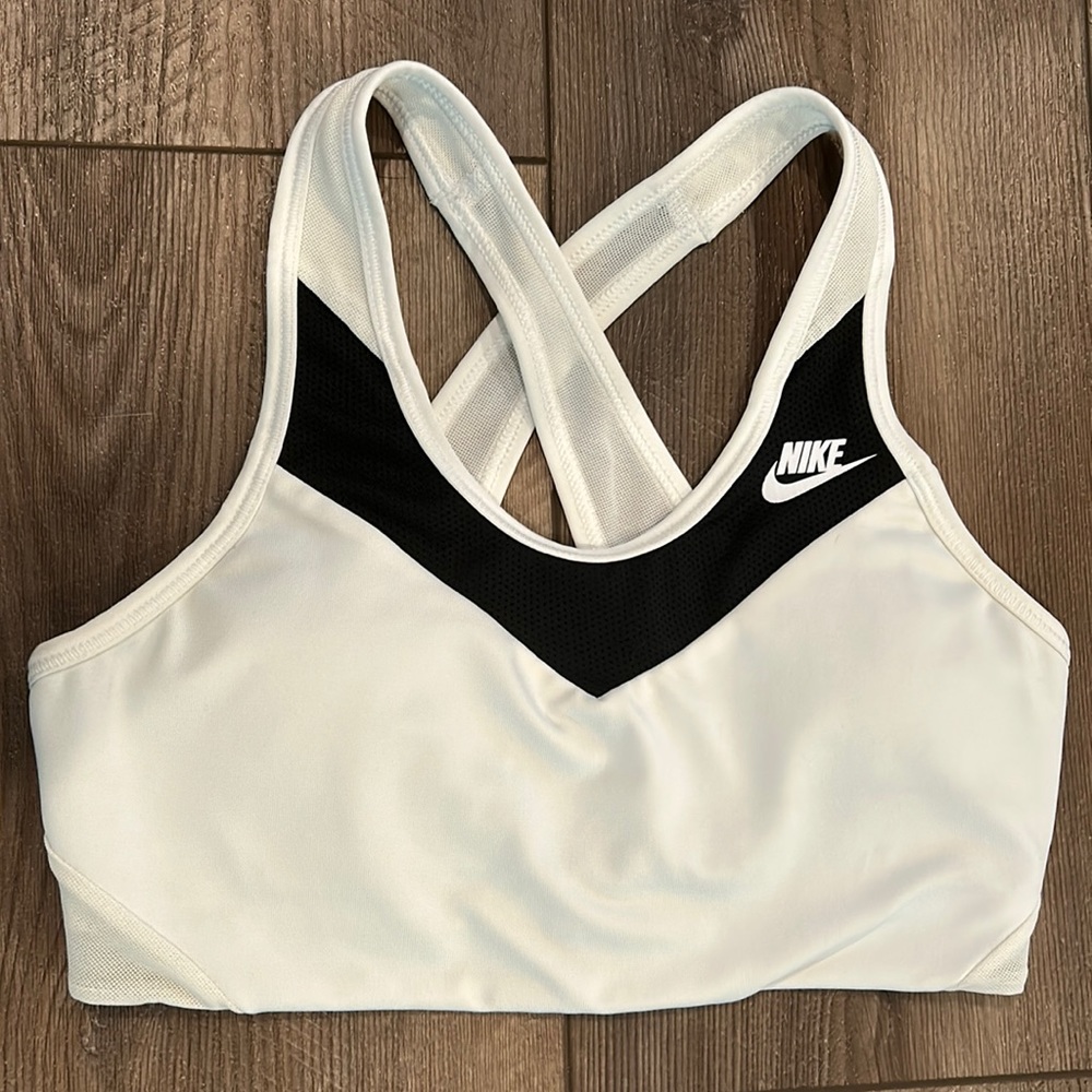 Nike White/Black Sports Bra